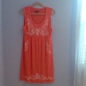 Dress -coral with embroidery. Large petite.